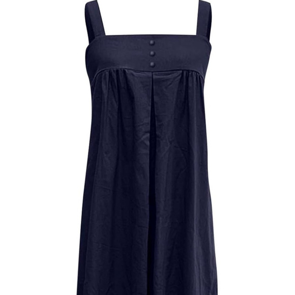 NEW Oversized Cotton Sleeveless Cotton Jumpsuit Adjustable Straps M Navy Blue - Picture 3 of 12